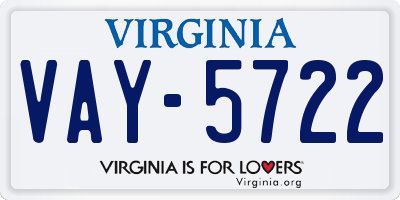 VA license plate VAY5722