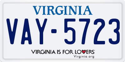 VA license plate VAY5723