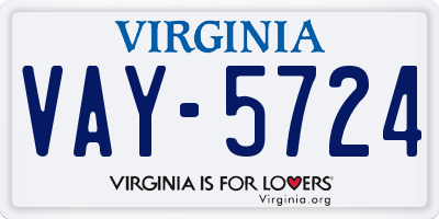 VA license plate VAY5724