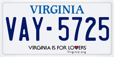VA license plate VAY5725