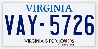 VA license plate VAY5726