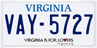 VA license plate VAY5727