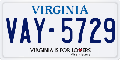 VA license plate VAY5729