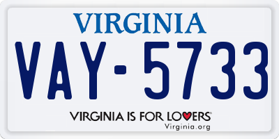 VA license plate VAY5733