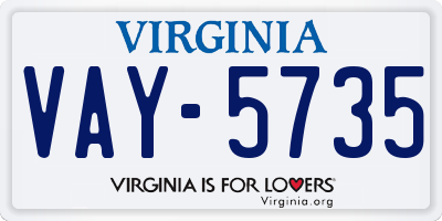 VA license plate VAY5735