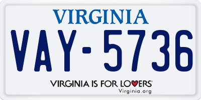 VA license plate VAY5736