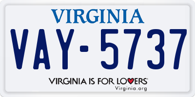 VA license plate VAY5737