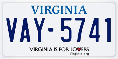 VA license plate VAY5741