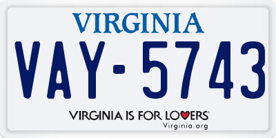 VA license plate VAY5743