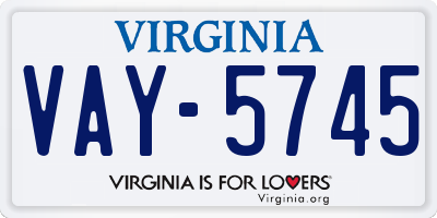 VA license plate VAY5745