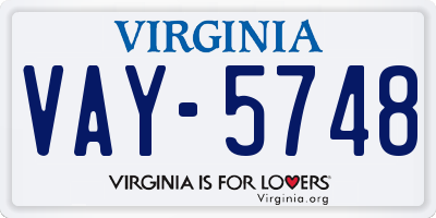 VA license plate VAY5748