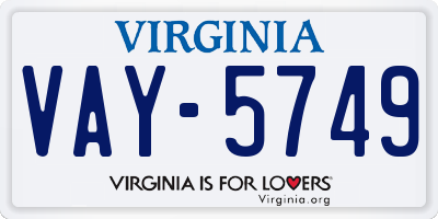 VA license plate VAY5749