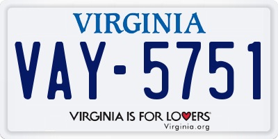 VA license plate VAY5751