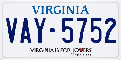 VA license plate VAY5752
