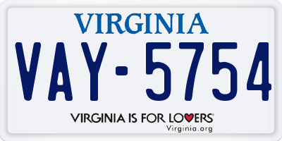 VA license plate VAY5754