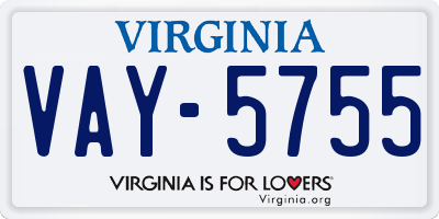 VA license plate VAY5755