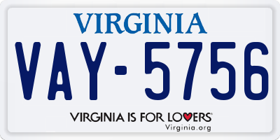 VA license plate VAY5756