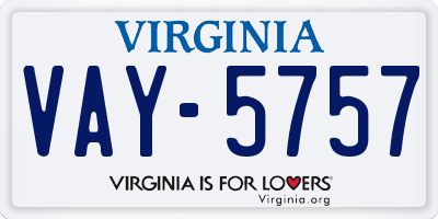 VA license plate VAY5757