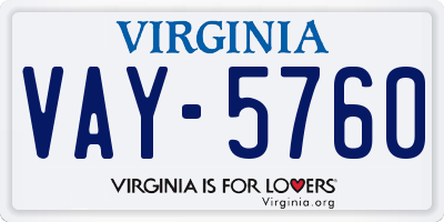 VA license plate VAY5760
