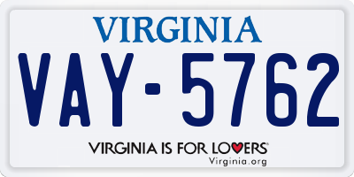 VA license plate VAY5762