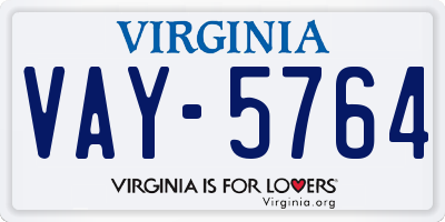 VA license plate VAY5764