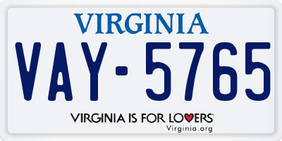 VA license plate VAY5765