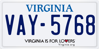 VA license plate VAY5768