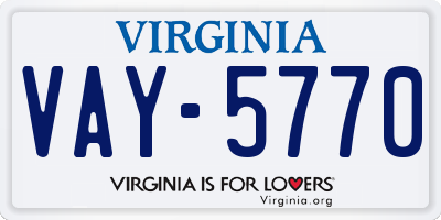 VA license plate VAY5770