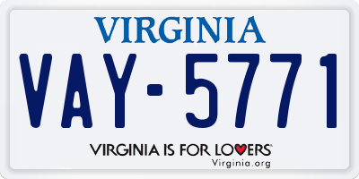 VA license plate VAY5771
