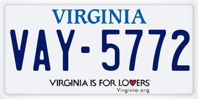 VA license plate VAY5772
