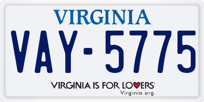 VA license plate VAY5775