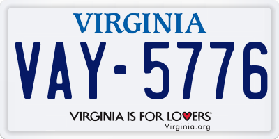 VA license plate VAY5776