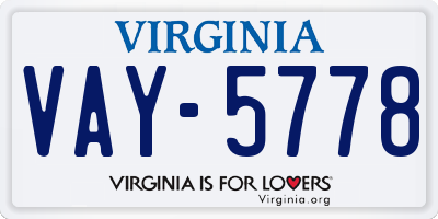 VA license plate VAY5778