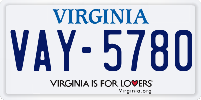 VA license plate VAY5780