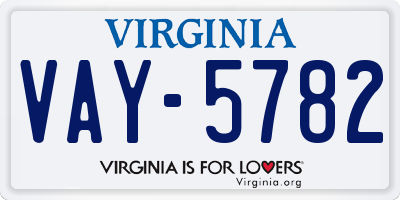 VA license plate VAY5782