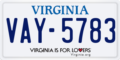 VA license plate VAY5783
