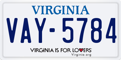 VA license plate VAY5784
