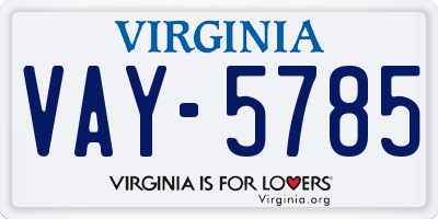VA license plate VAY5785