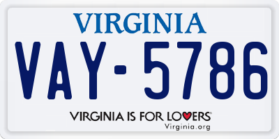 VA license plate VAY5786