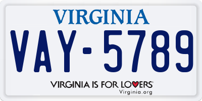 VA license plate VAY5789