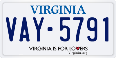 VA license plate VAY5791