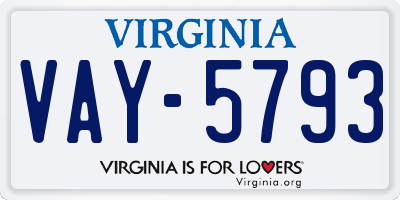 VA license plate VAY5793
