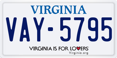 VA license plate VAY5795