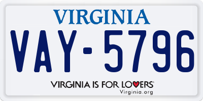 VA license plate VAY5796