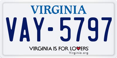 VA license plate VAY5797