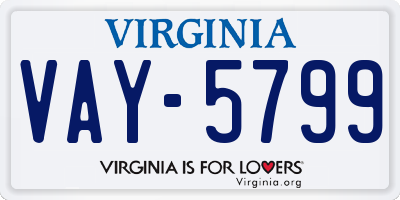 VA license plate VAY5799