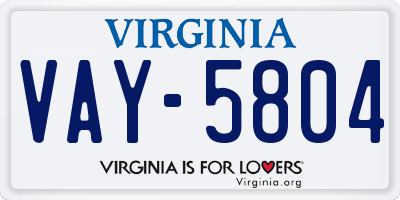 VA license plate VAY5804