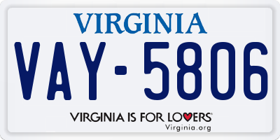 VA license plate VAY5806