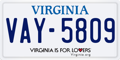 VA license plate VAY5809