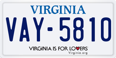 VA license plate VAY5810